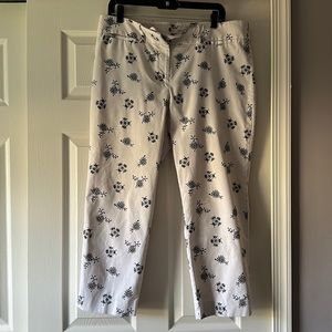 Loft White Patterned Cropped Pants